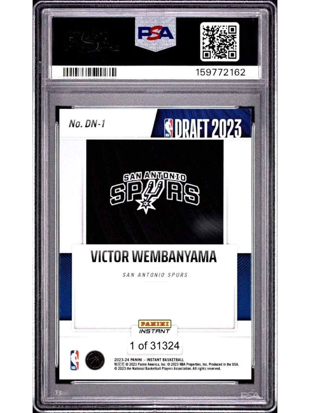 2023-24 Panini Instant Draft Night #DN-1  Victor Wembanyama Rookie (RC) PSA 10